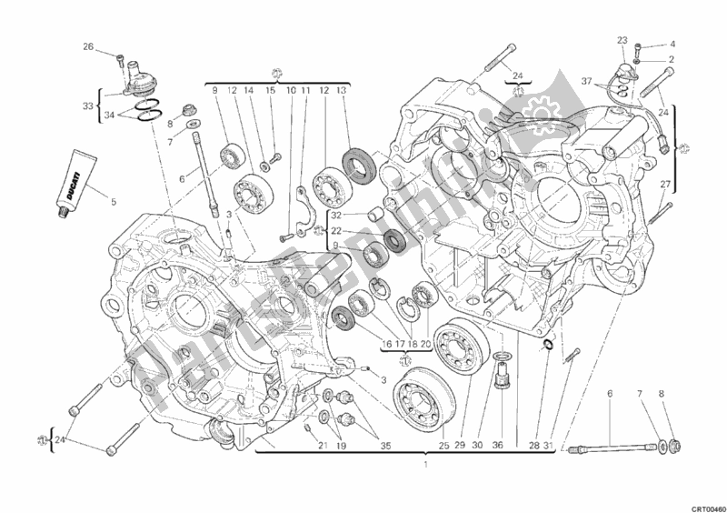 All parts for the Crankcase of the Ducati Hypermotard 796 USA 2010